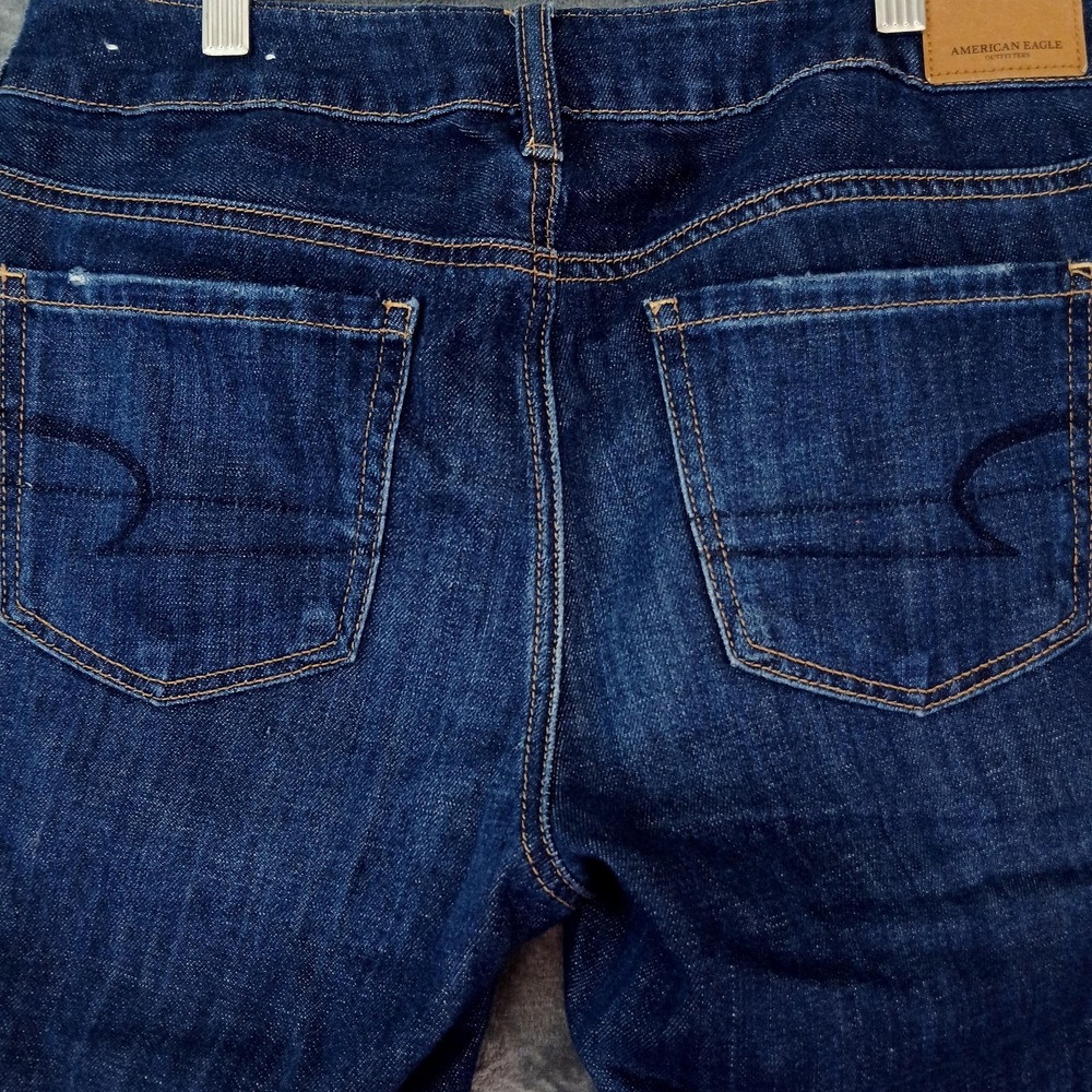 American Eagle Tomgirl Jeans Womens 4 Blue Distressed Ripped Knee Denim Pants - Picture 11 of 11
